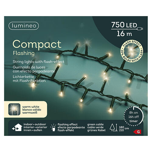 Catena luminosa compatta per albero di Natale int-est 750 LED bianco caldo 16 m 3