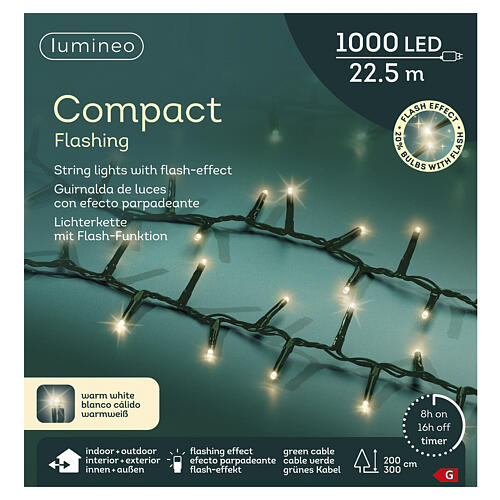 Catena luminosa compatta per albero di Natale int-est 1000 LED bianco caldo 22 m 3