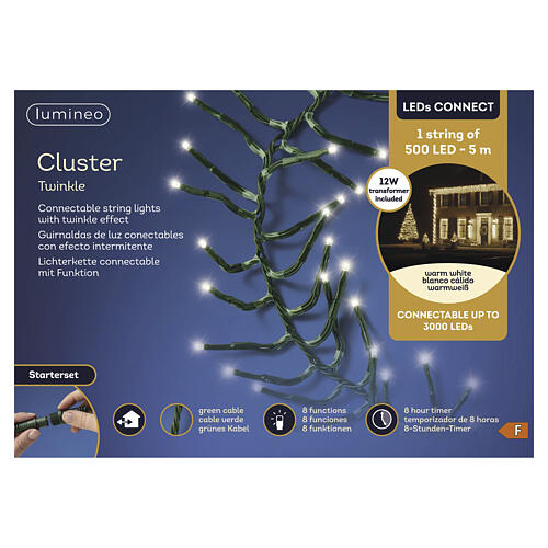 Catena luminosa Cluster Connect per albero di Natale int-est 500 LED bianco caldo 5 m 3