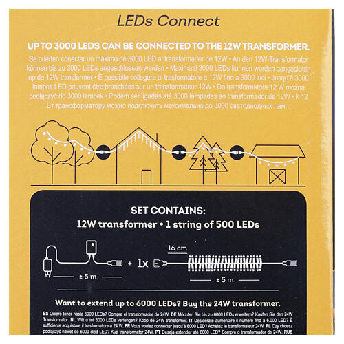 Catena luminosa Cluster Connect per albero di Natale int-est 500 LED bianco caldo 5 m 5
