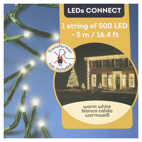 Catena luminosa Cluster LED Connect int-est 500 LED bianco caldo 5 mt 5