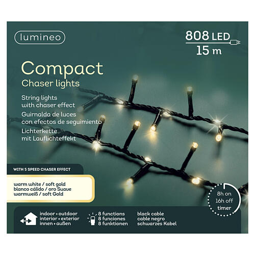 Luci compatte Chaser int-est 808 LED bianco caldo soft gold 15 m 2