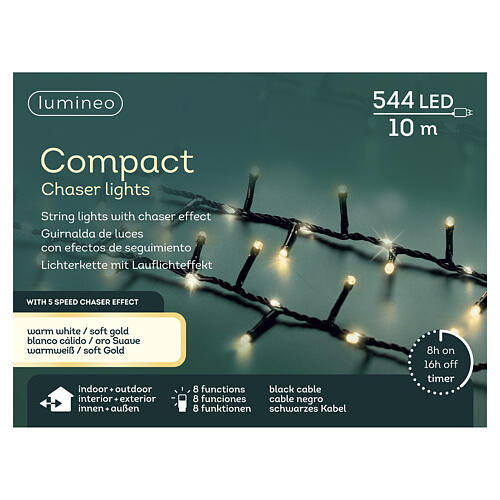 Catena luminosa Compact Chaser int-est 544 LED bianco caldo soft gold 10 m 4