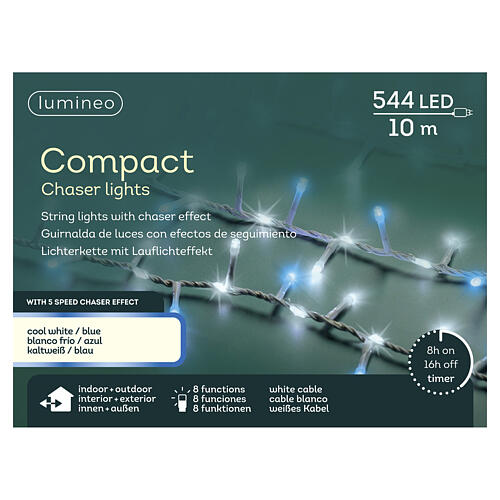 Luci Compact Chaser int-est 544 LED bianco freddo e blu 10 m 3