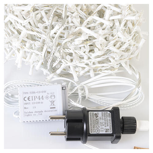 Catena natalizia LED Compact Chaser int-est bianco caldo e bianco freddo 808 LED 15 m 5