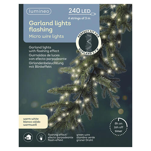 Ghirlanda luminosa micro LED int-est effetto flash 240 LED bianco caldo 300 cm 4