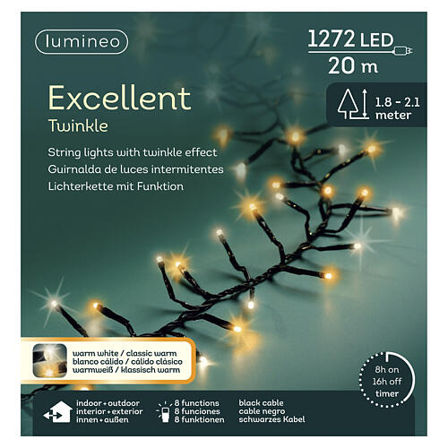 Guirlande lumineuse de Noël Excellent Twinkle 1272 LEDs blanc chaud 20 m int/ext 3