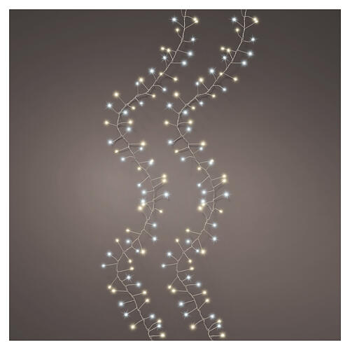 Chaîne micro-LED clignotante int/ext blanc chaud et blanc froid fil argenté 600 LEDs 5 m 1