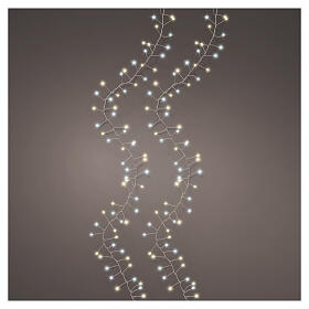 Catena micro LED flashing int-est bianco caldo e bianco freddo filo argento 600 LED 5 m
