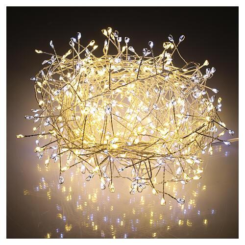 Catena micro LED flashing int-est bianco caldo e bianco freddo filo argento 600 LED 5 m 3