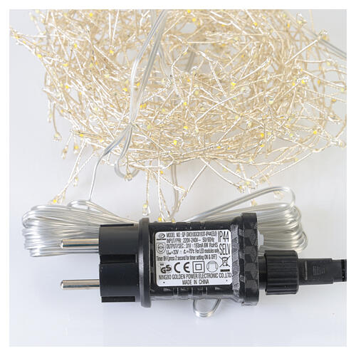 Catena micro LED flashing int-est bianco caldo e bianco freddo filo argento 600 LED 5 m 5