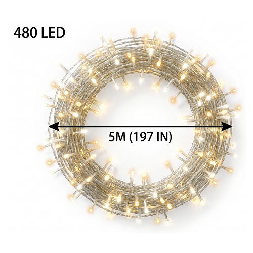 Micro luci natalizie int-est filo oro bianco caldo 480 LED 5 m effetto flashing 3