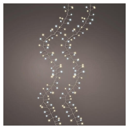 Guirlande micro-LED clignotante 960 micro-LEDs blanc chaud et blanc froid fil argent 10 m int/ext 1