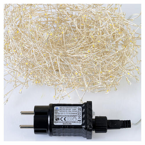 Fio de micro LEDs intermitente int-ext branco quente e branco frio 960 micro LEDs 12 m fio prateado 4