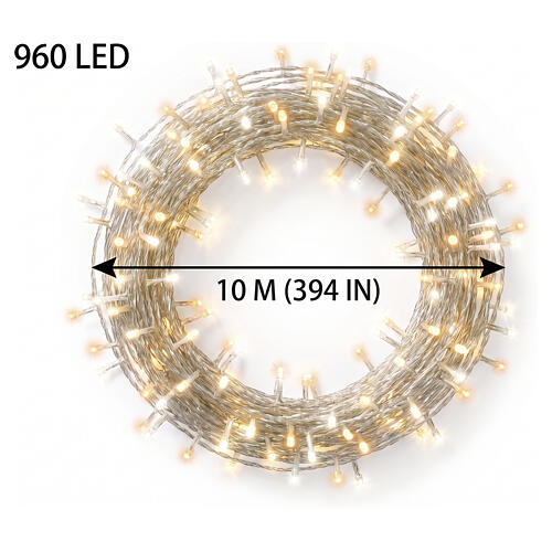 MicroLED natalizi int-est bianco caldo filo oro 960 luci 10 m effetto flashing 3
