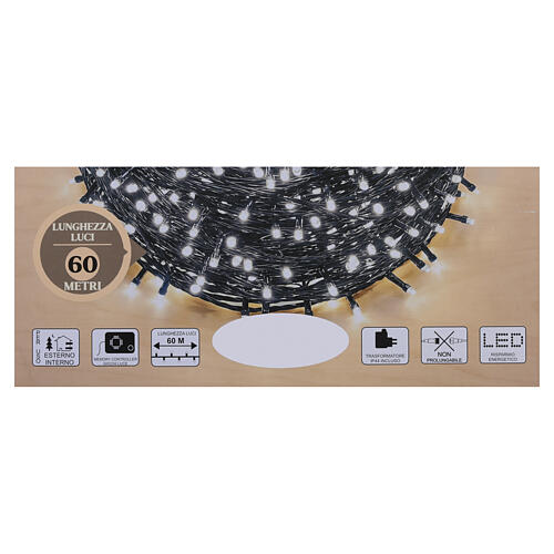 Luci di Natale 3000 LED bianco con giochi di luce 60 mt cavo scuro 7