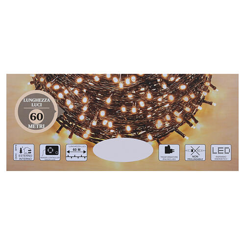 Illuminazione natalizia 3000 LED ambra 60 mt con cavo scuro 7