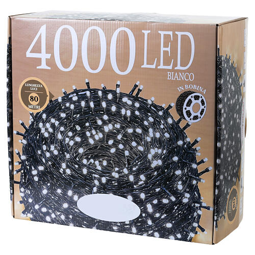 Guirlande lumineuse Noël 4000 LEDs blancs effets lumineux INT/EXT 80 m câble noir 6