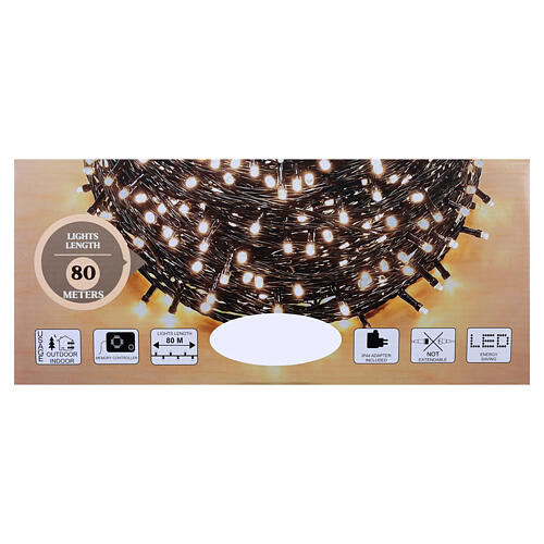 Luzes de Natal 4000 LEDs branco quente com jogos de luz 80 m cabo escuro 7