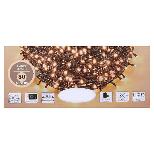 Corrente luminosa 4000 LEDs âmbar com jogos de luz 80 m 6