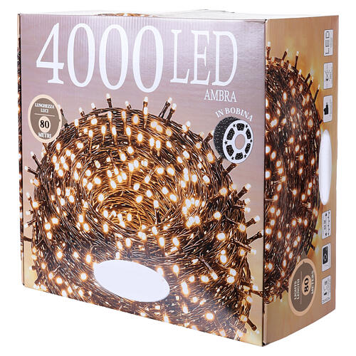 Corrente luminosa 4000 LEDs âmbar com jogos de luz 80 m 9