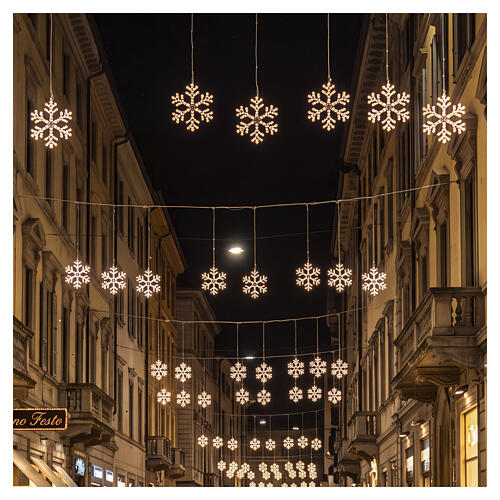 Décoration lumineuse flocon de neige blanc chaud 55 cm 144 LEDs 2