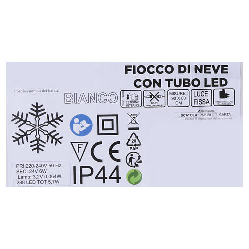 Flocon de neige lumineux blanc 288 LEDs 90 cm avec transformateur 5