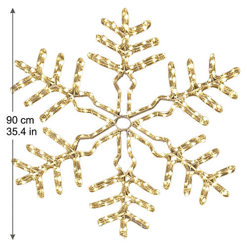 Flocon de neige décoratif blanc chaud 90 cm avec tube LED 3