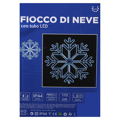 Flocon de neige lumineux blanc 110 cm effet Snowfall 4