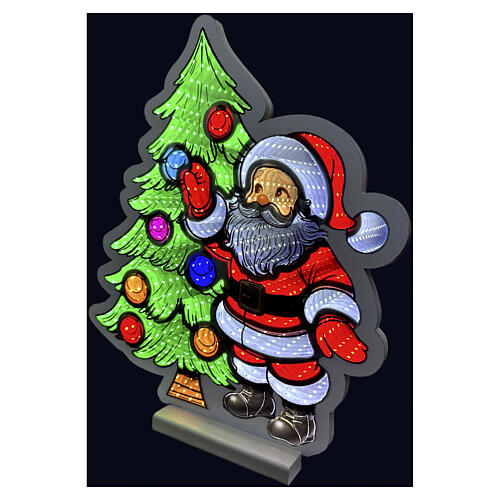 Figura luminosa Babbo con albero Infinity Lights 345 LED multicolor 40cm 3