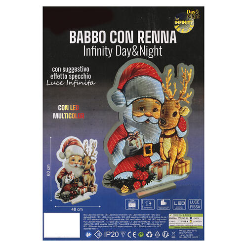 Decorazione luminosa Babbo con renna Infinity Lights 585 LED multicolor 60cm 3
