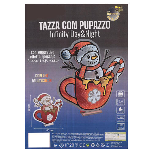 Tazza con pupazzo di neve luminosa Infinity Lights 577 LED multicolor 65cm 3