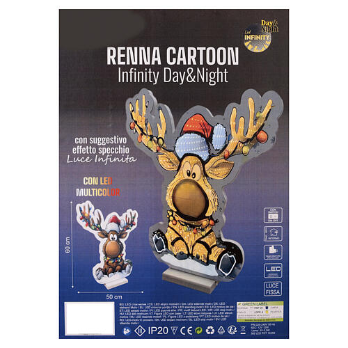 Renna cartoon luminosa Infinity Lights 382 LED multicolor 60cm 3