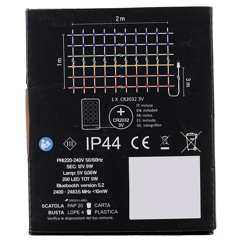 Rete luminosa App-I Light Fantasy Smart RGB 200 LED 1x2mt 6