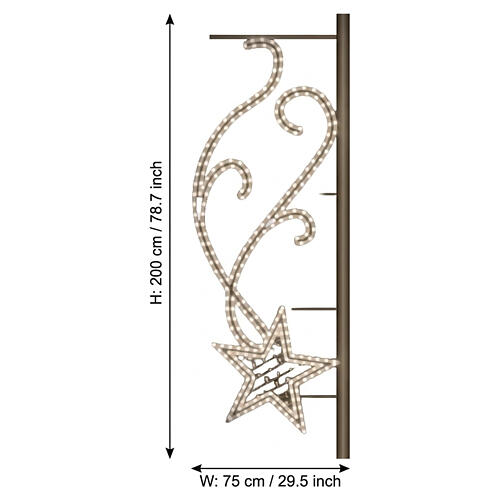 Figura a forma di cometa 450 LED bianco caldo 200x75cm 2
