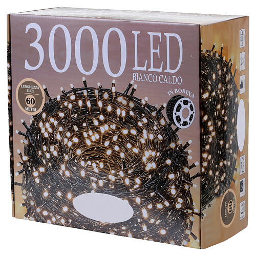 Luci di Natale 3000 LED bianco caldo con giochi di luce 60 mt 6