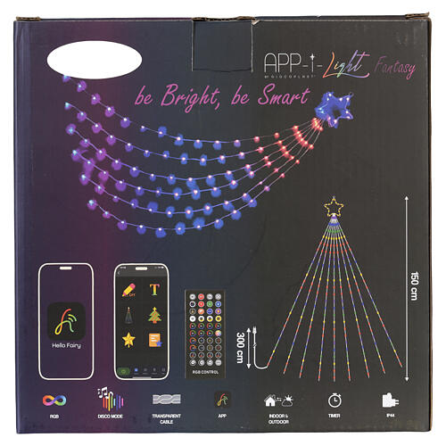 Cascata luminosa a forma di cometa App-I Light Fantasy Smart RGB 100 LED 150cm 4