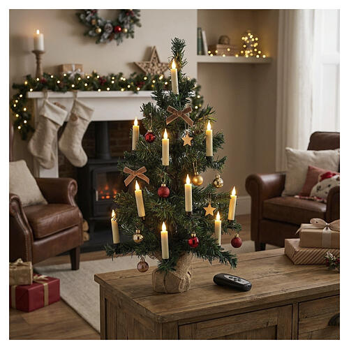 Set 10 candele LED con clip effetto fiamma luce calda 10x2 cm 2