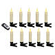 Set 10 candele LED con clip effetto fiamma luce calda 10x2 cm s1