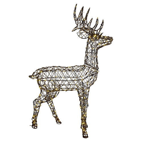 Cervo luminoso natalizio in rattan 260 LED luce calda 130 cm 1
