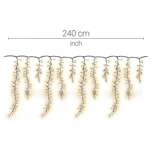 Cascata Cluster luminosa 300 NanoLED luce calda 240 cm 3