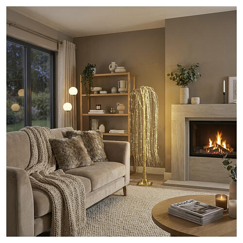 Albero a cascata dorato 220 NanoLED luce calda 150 cm 2