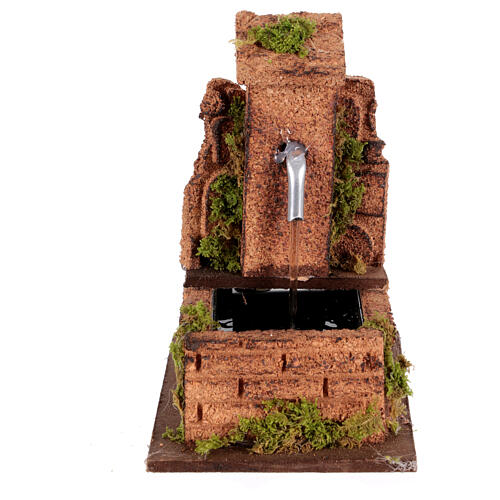Fountain for 10 cm Neapolitan Nativity Scene, bricks and moss, 15x10x15 cm 1
