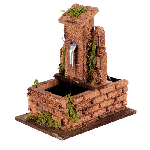 Fountain for 10 cm Neapolitan Nativity Scene, bricks and moss, 15x10x15 cm 2