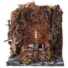 Single-jet water fountain, setting for 10 cm Neapolitan Nativity Scene, rock design, 15x20x15 cm