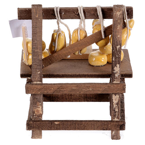 Marktstand mit Käse, Schneidebrett und Messer, neapolitanische Krippe, für 10 cm Krippe – 10 × 10 × 5 cm 4