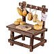 Marktstand mit Käse, Schneidebrett und Messer, neapolitanische Krippe, für 10 cm Krippe – 10 × 10 × 5 cm s3
