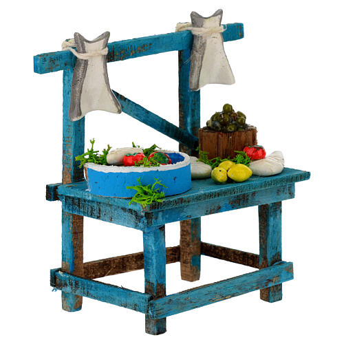 Marktstand mit Fisch, neapolitanische Krippe, für 10 cm Krippe – 10 × 5 × 10 cm 2
