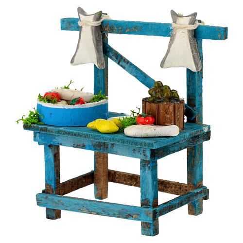 Marktstand mit Fisch, neapolitanische Krippe, für 10 cm Krippe – 10 × 5 × 10 cm 3