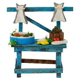 Banco pesce fresco presepe 10 cm napoletano azzurro 10x5x10 cm